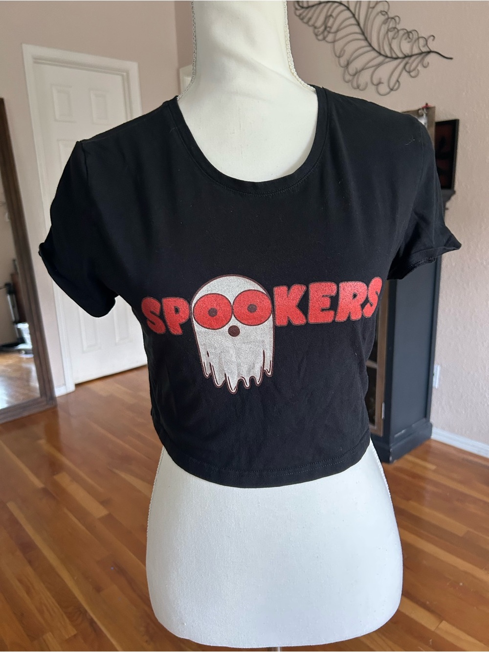 Spookers Funny Waitress Black Crop Top Women’s Sz Large
